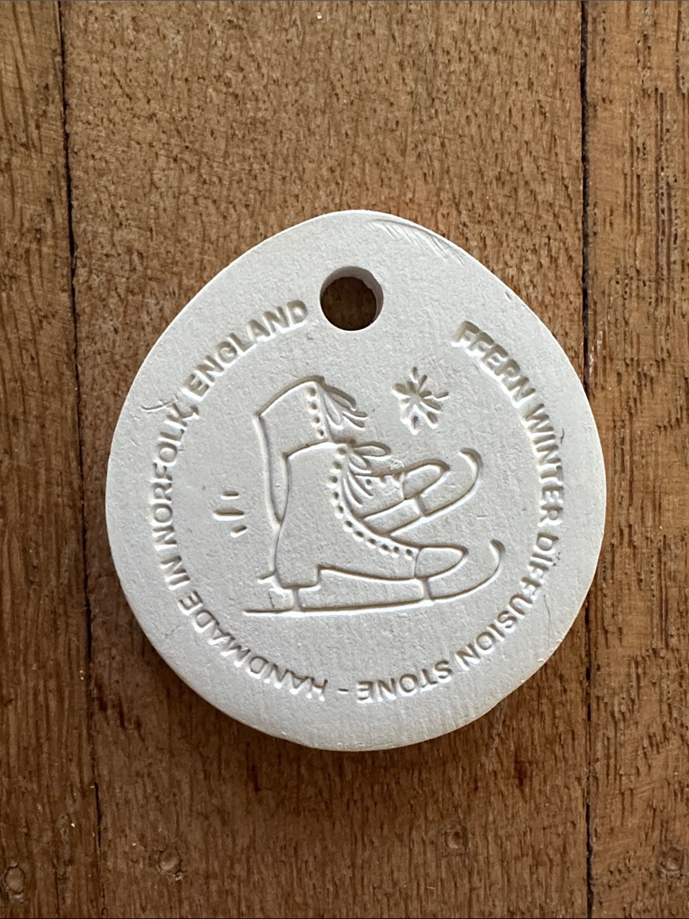 New Ffern terracotta scent diffusion stone skate ornament handmade in Norfolk UK